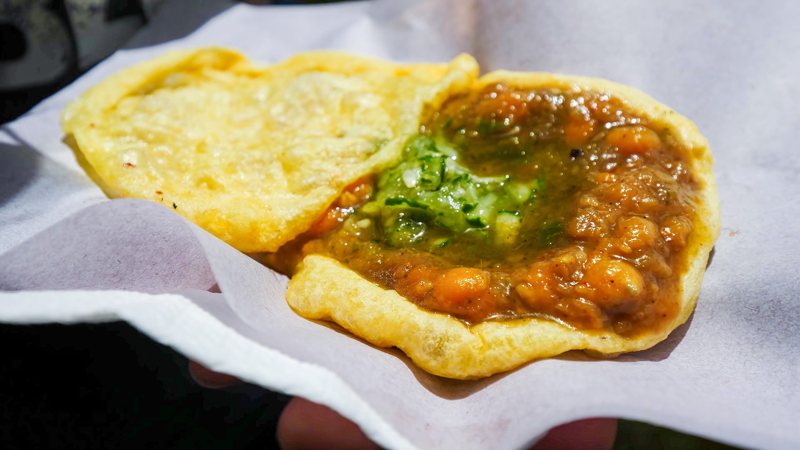 Trinidad doubles with channa and chutney